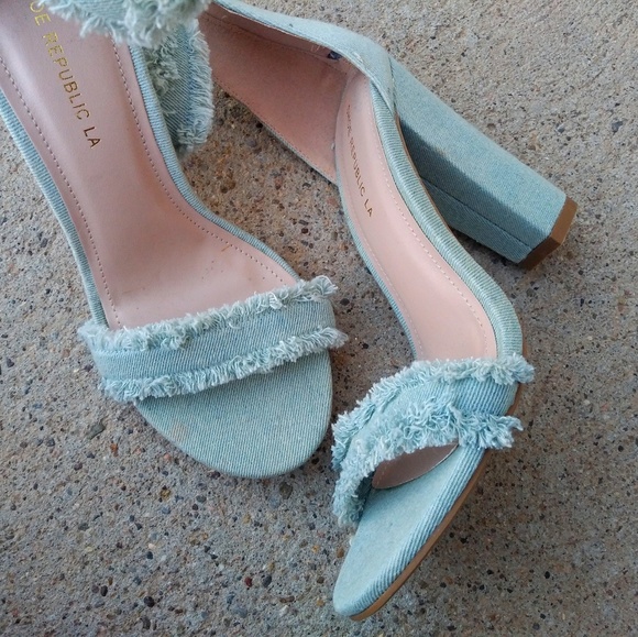 Shoe Republic LA Denim Lug Sole Chunky Platform Booties